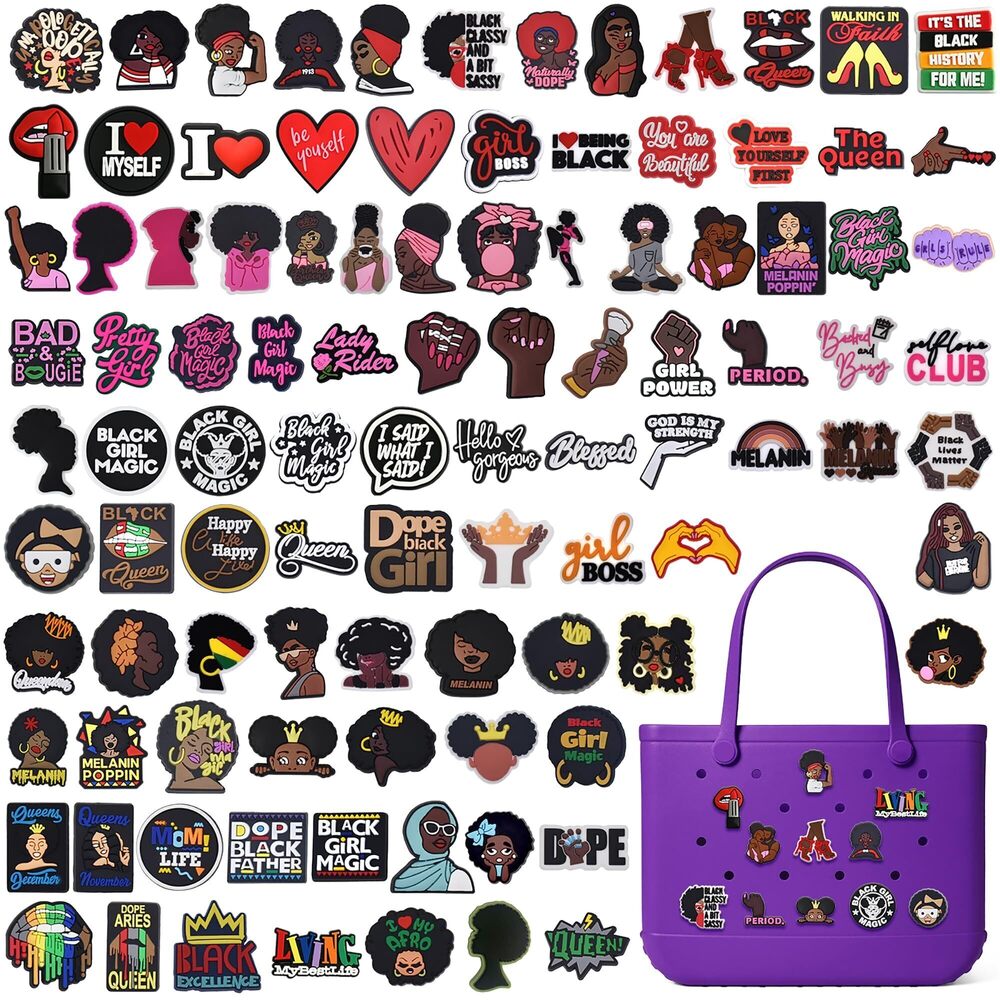 2951 100PCS Black Bogg Bag Charms,Charms for Bogg Bag Tote Bags Decorative